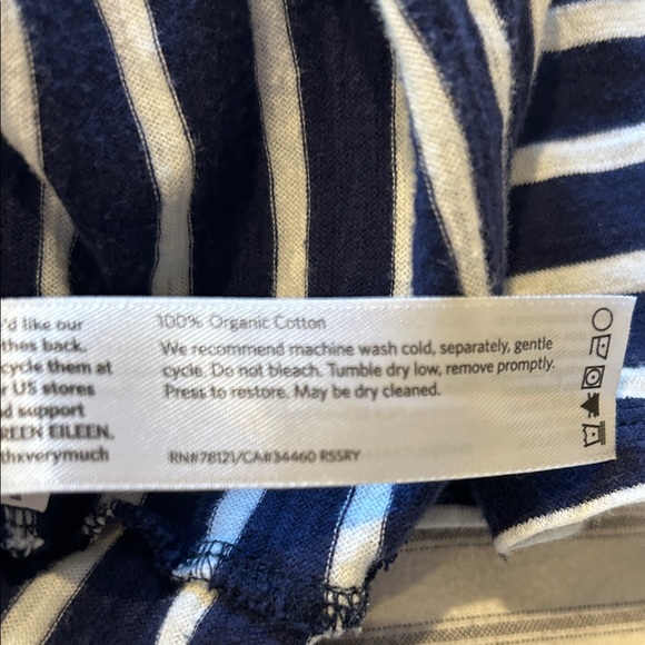 Eileen Fisher Navy and Cream Striped Top - Picture 3 of 4